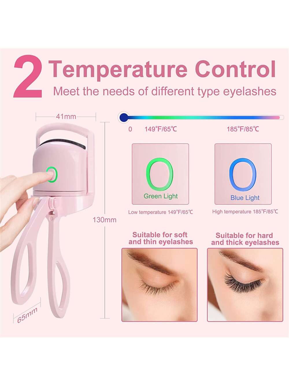 Eyelash Curler, Pink Rechargeable Professional Heated Lash Curlers Rapid Heat-Up Handheld Electric Eyelash Curler Makeup Tool For Women New Years Gift Travel Accessories