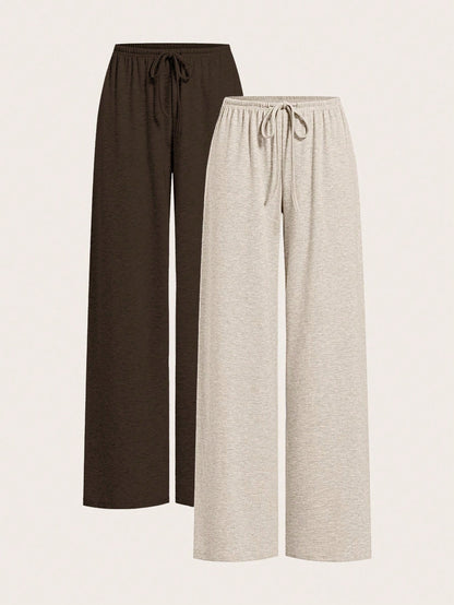 EZwear 2 Colors Women Drawstring Waist Loose Casual Wide Leg Pants Lounge Comfy Pants,Fall,Fall Clothes For Women,Winter