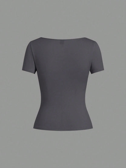 EZwear 5pcs/Set Assorted Color Knit Women T-Shirts