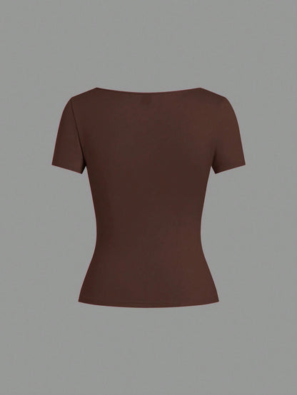 EZwear 5pcs/Set Assorted Color Knit Women T-Shirts