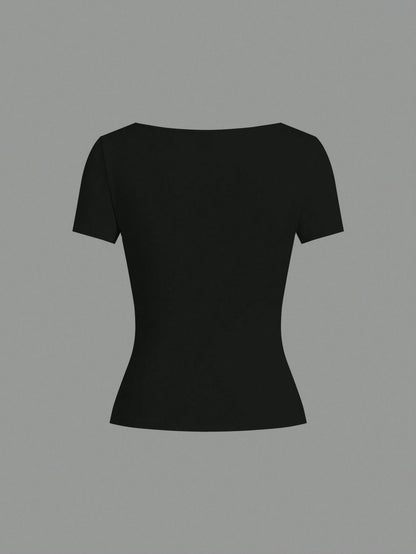 EZwear 5pcs/Set Assorted Color Knit Women T-Shirts