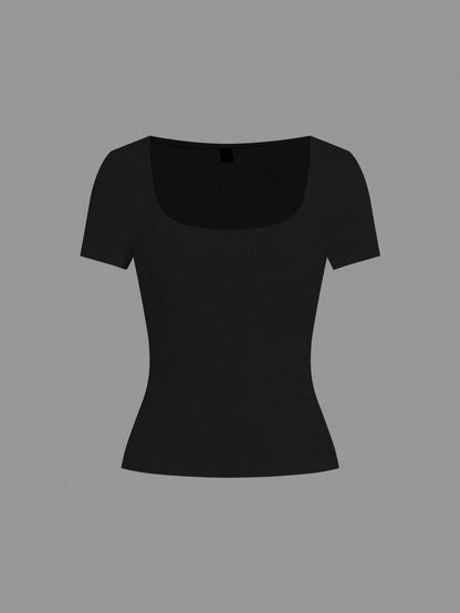 EZwear 5pcs/Set Assorted Color Knit Women T-Shirts