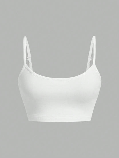 EZwear Casual Sexy White Cropped Camisole Tank Top, Slim Fit For Women, Summer