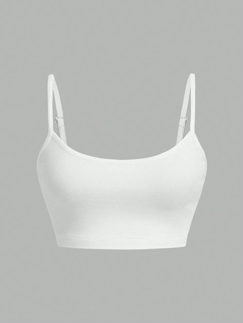 EZwear Casual Sexy White Cropped Camisole Tank Top, Slim Fit For Women, Summer