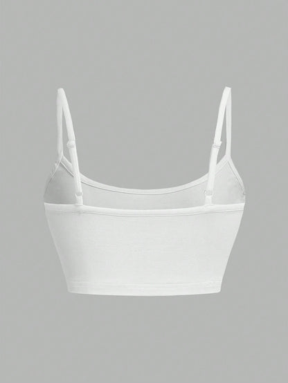 EZwear Casual Sexy White Cropped Camisole Tank Top, Slim Fit For Women, Summer