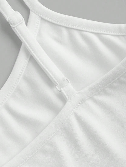 EZwear Casual Sexy White Cropped Camisole Tank Top, Slim Fit For Women, Summer