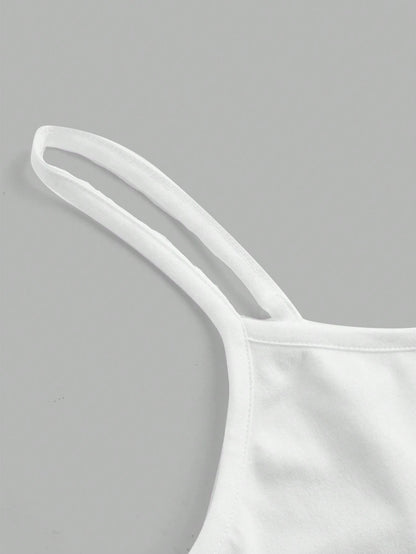 EZwear Casual Sexy White Cropped Camisole Tank Top, Slim Fit For Women, Summer