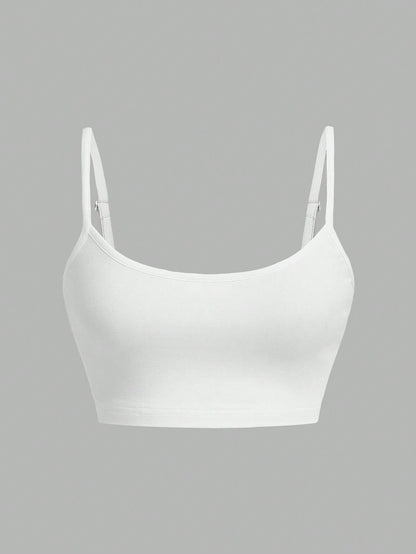 EZwear Casual Sexy White Cropped Camisole Tank Top, Slim Fit For Women, Summer