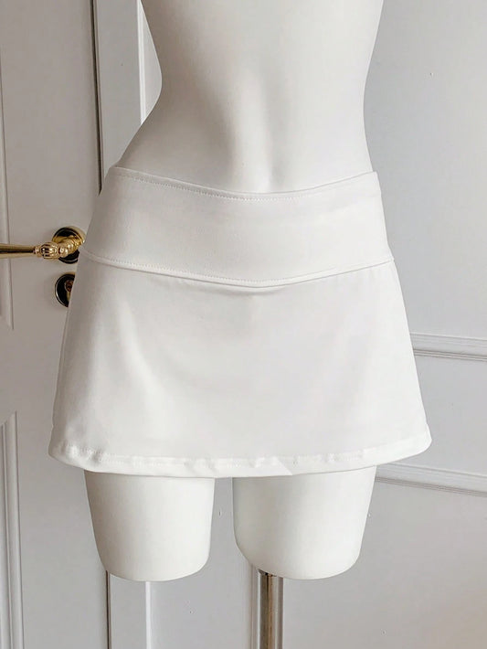 EZwear Solid Color High Waisted Mini Skorts