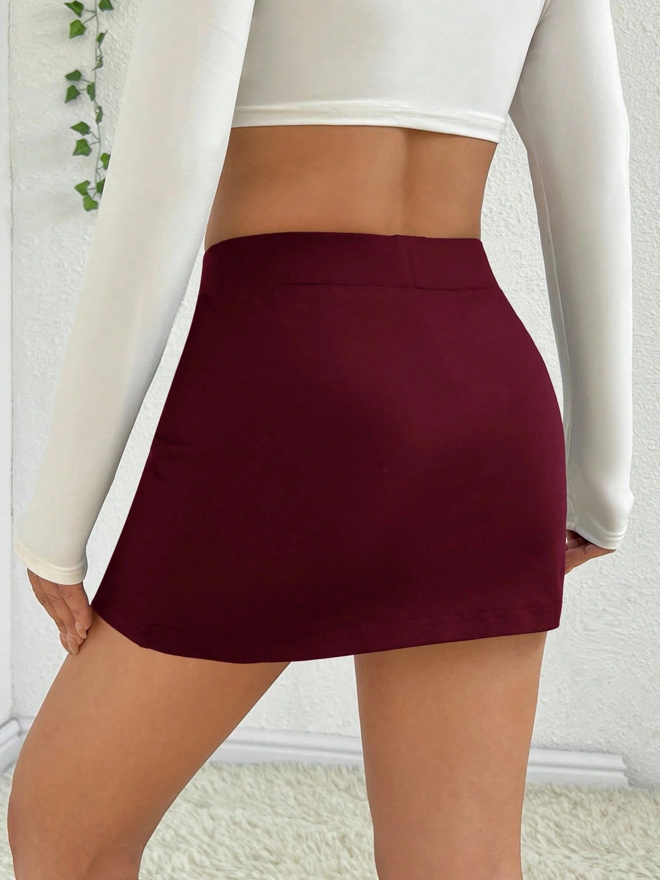 EZwear Summer SkirtLadies' Side Split Hem Skirt,Ladies Casual,Sexy Split Mini Regular Fit High Waist Black Plain Women Skirts,Spring/Summer,Casual Daily Wear