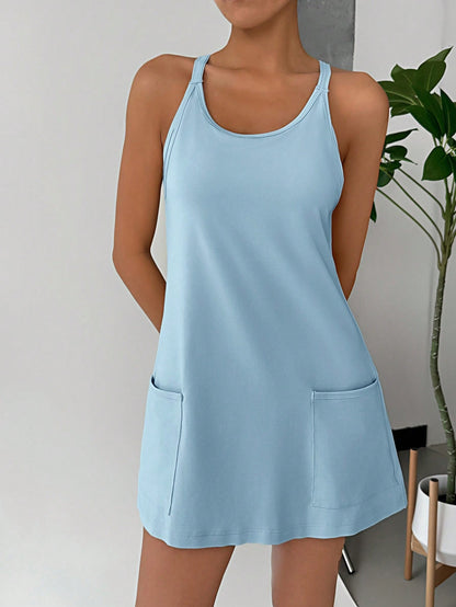 EZwear Women's Casual Solid Color Camisole Sundress,Pastel Dresses For Women