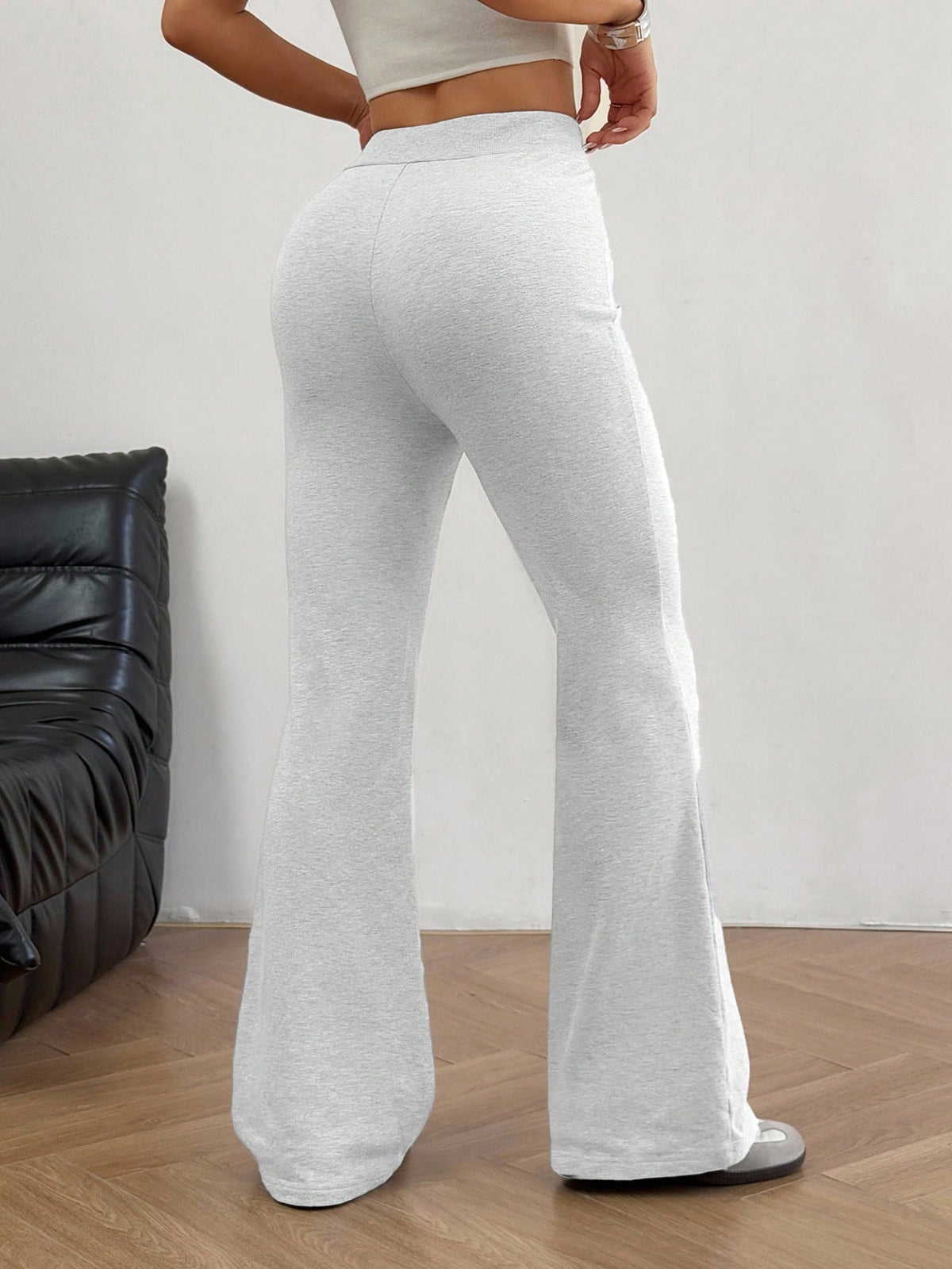 EZwear Women's Casual Versatile Embroidered Drawstring Waist Flare Sweatpants,Fall Flared Sweatpants Comfy Pants Women Sweatpants