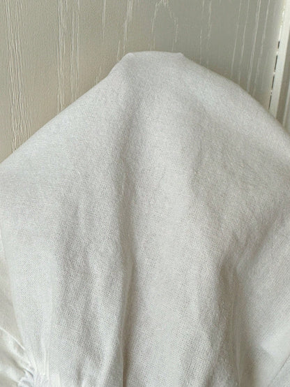 EZwear Women's White Woven Casual Long Pants With Folded Waist Vacation Summer