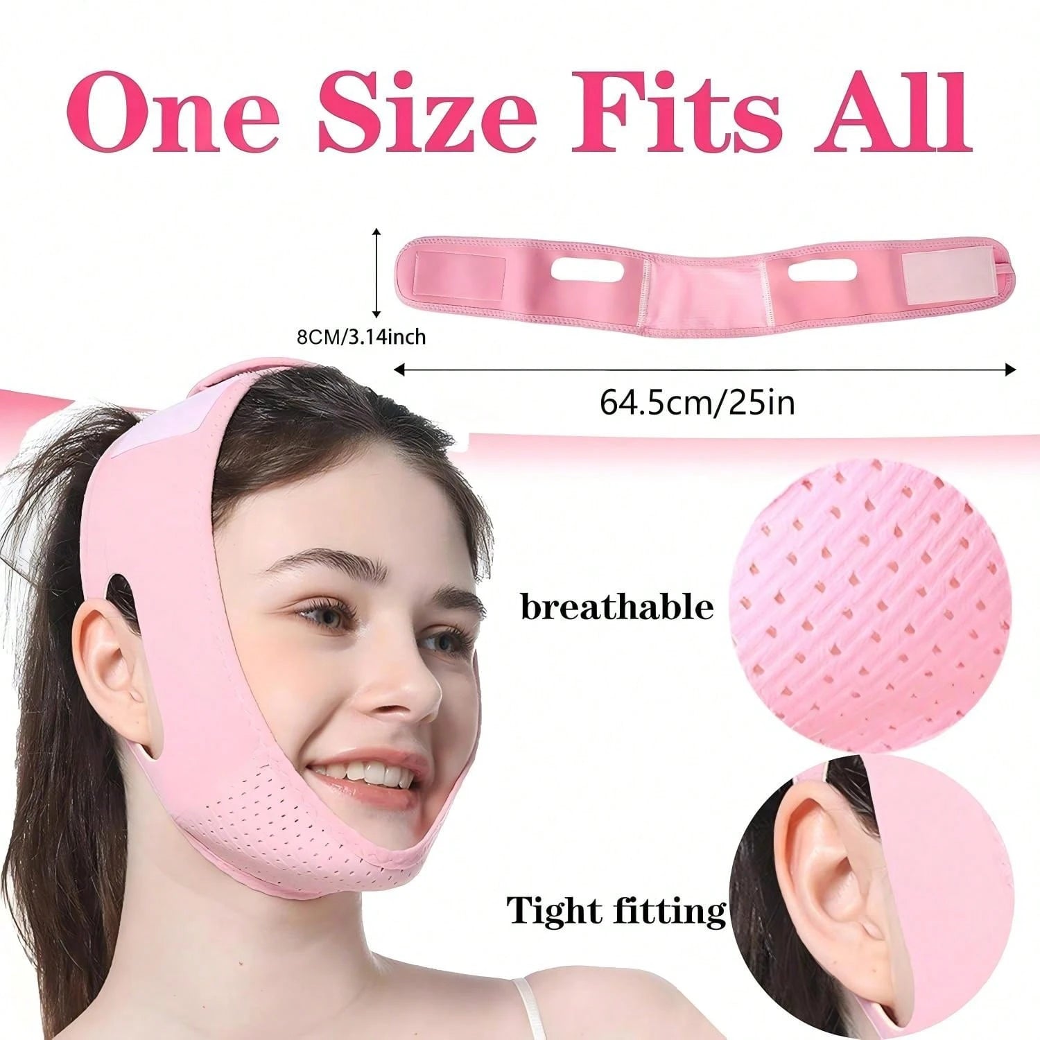 Facial Sleep Protection Product, Chin Exerciser, Chin Beauty Massager, Highly Breathable, Pink