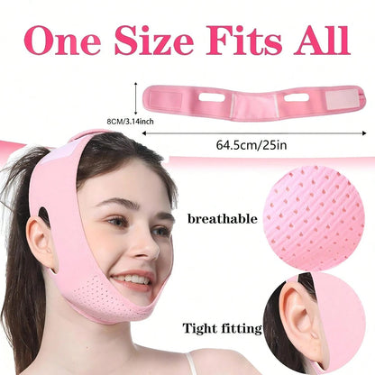 Facial Sleep Protection Product, Chin Exerciser, Chin Beauty Massager, Highly Breathable, Pink