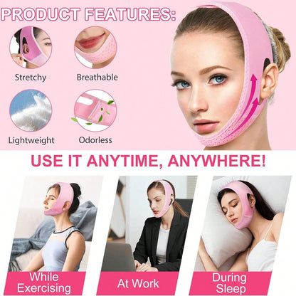Facial Sleep Protection Product, Chin Exerciser, Chin Beauty Massager, Highly Breathable, Pink