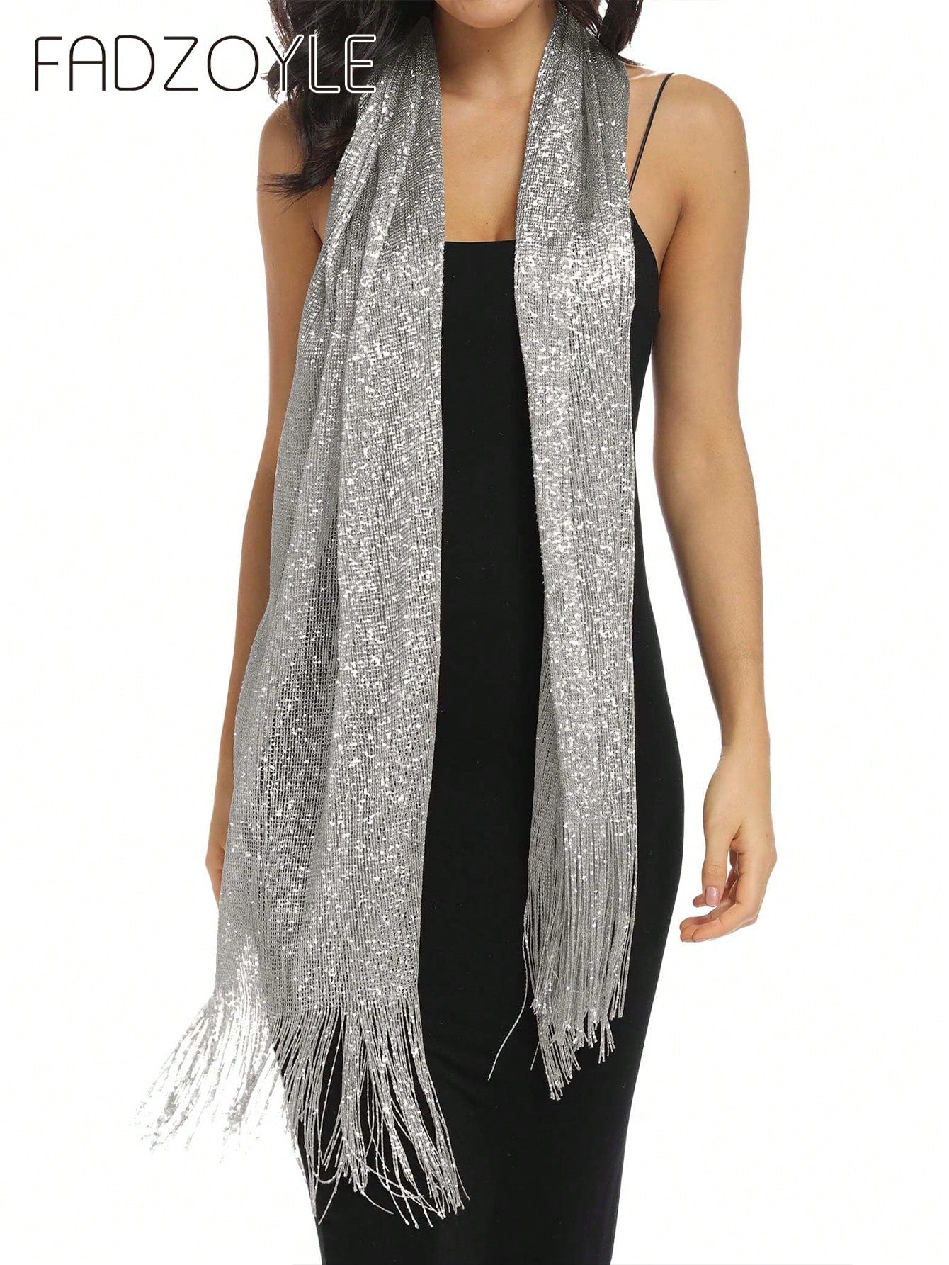 FADZOYLE 1pc Shiny Tassel Shawl Scarf, Summer Beach Dress Cardigan, Wedding Party Bride Bridesmaid Plus Size Travel Gift Accessory, Holiday