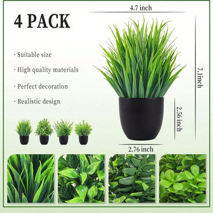 Fake Plants 4 Packs Artificial Plants Small Faux Plants Black Bathroom Accessories For Bathroom Home Office Desk Decor Indoor