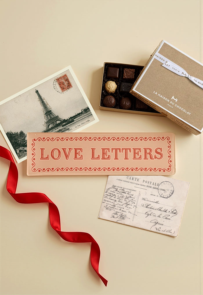 Fancy Love Letters Decoupage Glass Tray - Ben's Garden