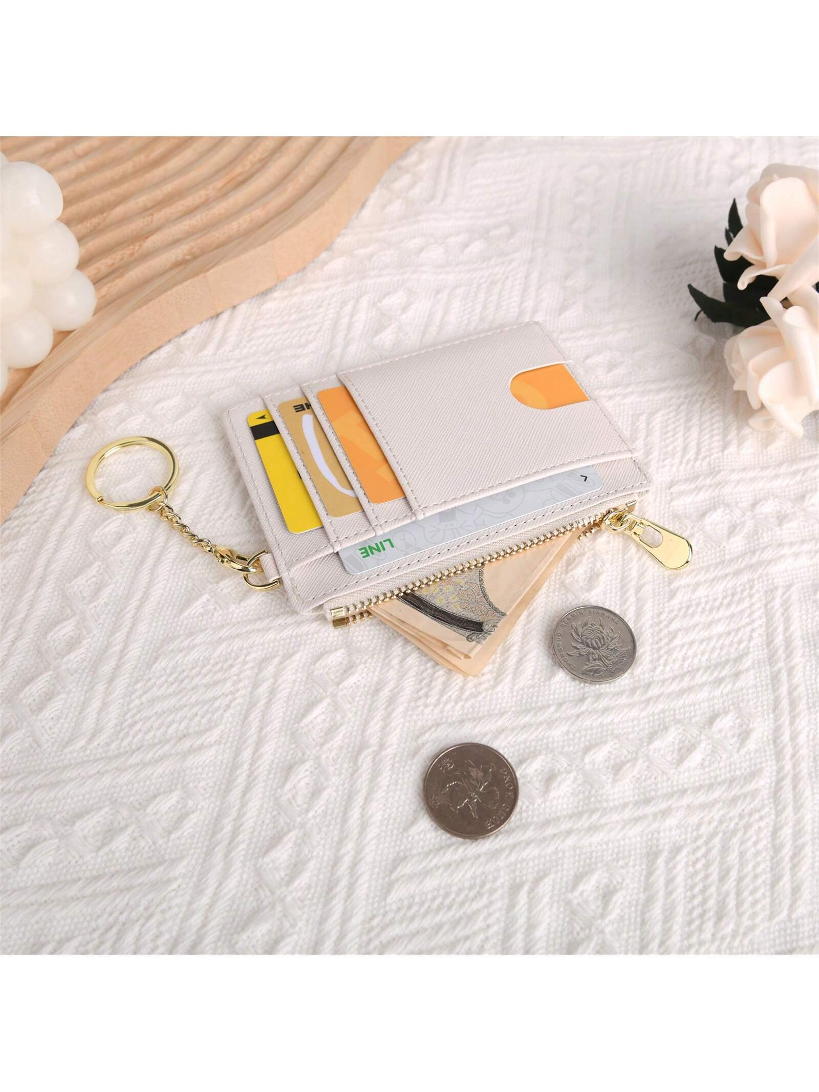 Fashion Cardholder Simple & Stylish Cardholder Compatible With Cards And Lipsticks With And Zipper Pocket Multifunctional And Portable Suitable For Daily Commute Anniversary Birthday Gift Suitable For