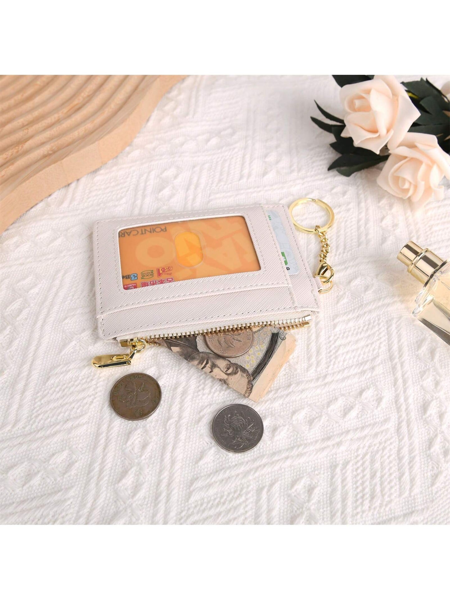 Fashion Cardholder Simple & Stylish Cardholder Compatible With Cards And Lipsticks With And Zipper Pocket Multifunctional And Portable Suitable For Daily Commute Anniversary Birthday Gift Suitable For