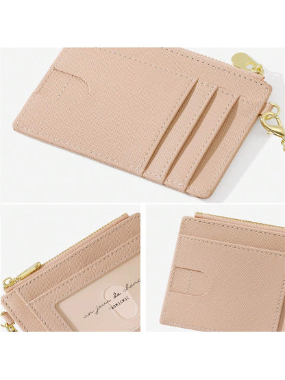Fashion Cardholder Simple & Stylish Cardholder Compatible With Cards And Lipsticks With And Zipper Pocket Multifunctional And Portable Suitable For Daily Commute Anniversary Birthday Gift Suitable For