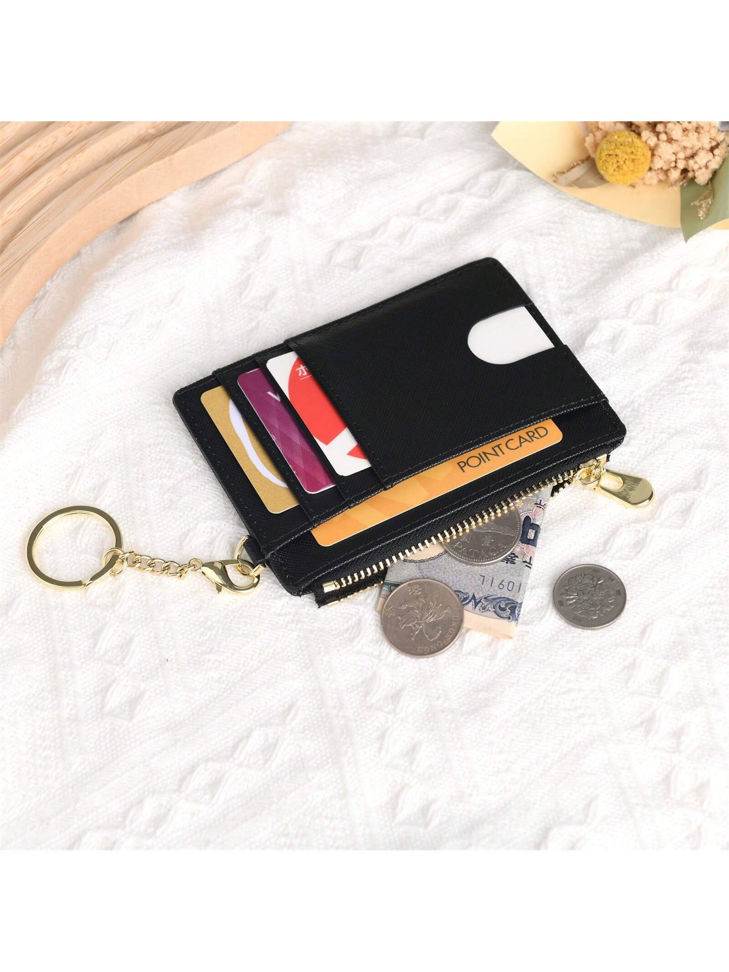 Fashion Cardholder Simple & Stylish Cardholder Compatible With Cards And Lipsticks With And Zipper Pocket Multifunctional And Portable Suitable For Daily Commute Anniversary Birthday Gift Suitable For