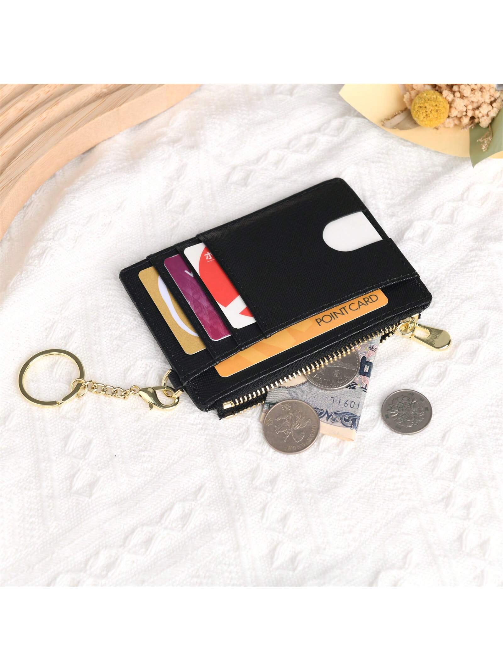 Fashion Cardholder Simple & Stylish Cardholder Compatible With Cards And Lipsticks With And Zipper Pocket Multifunctional And Portable Suitable For Daily Commute Anniversary Birthday Gift Suitable For