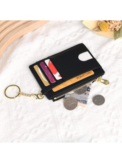 Fashion Cardholder Simple & Stylish Cardholder Compatible With Cards And Lipsticks With And Zipper Pocket Multifunctional And Portable Suitable For Daily Commute Anniversary Birthday Gift Suitable For