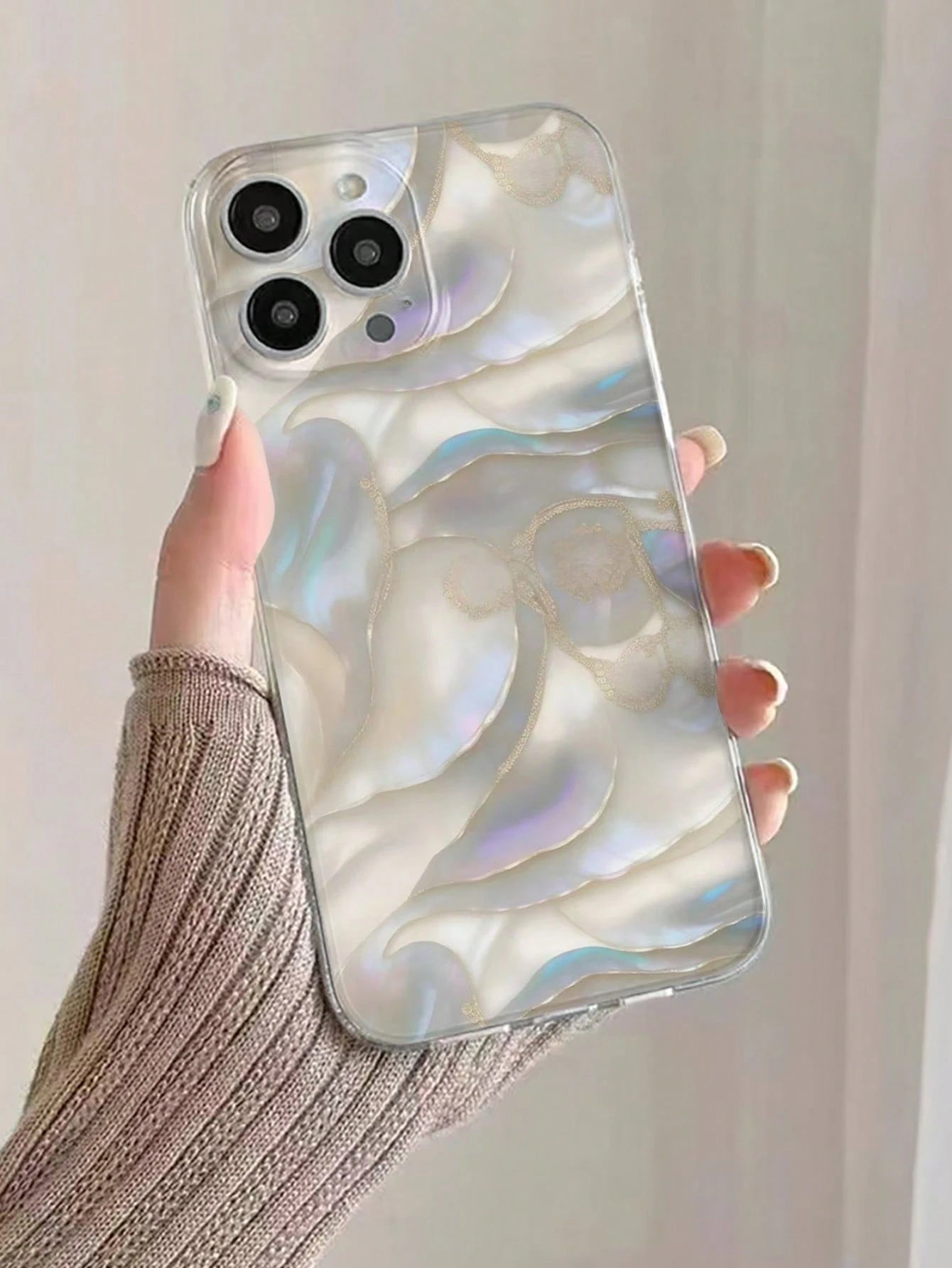 Fashion Creative Full-Screen Shell Pattern Marble Texture Anti-Scratch Anti-Fingerprint Transparent TPU Soft Case, Camera Lens Protection Compatible With Apple 11/12/13/14/15/16/17, Galaxy M34/S25/A15