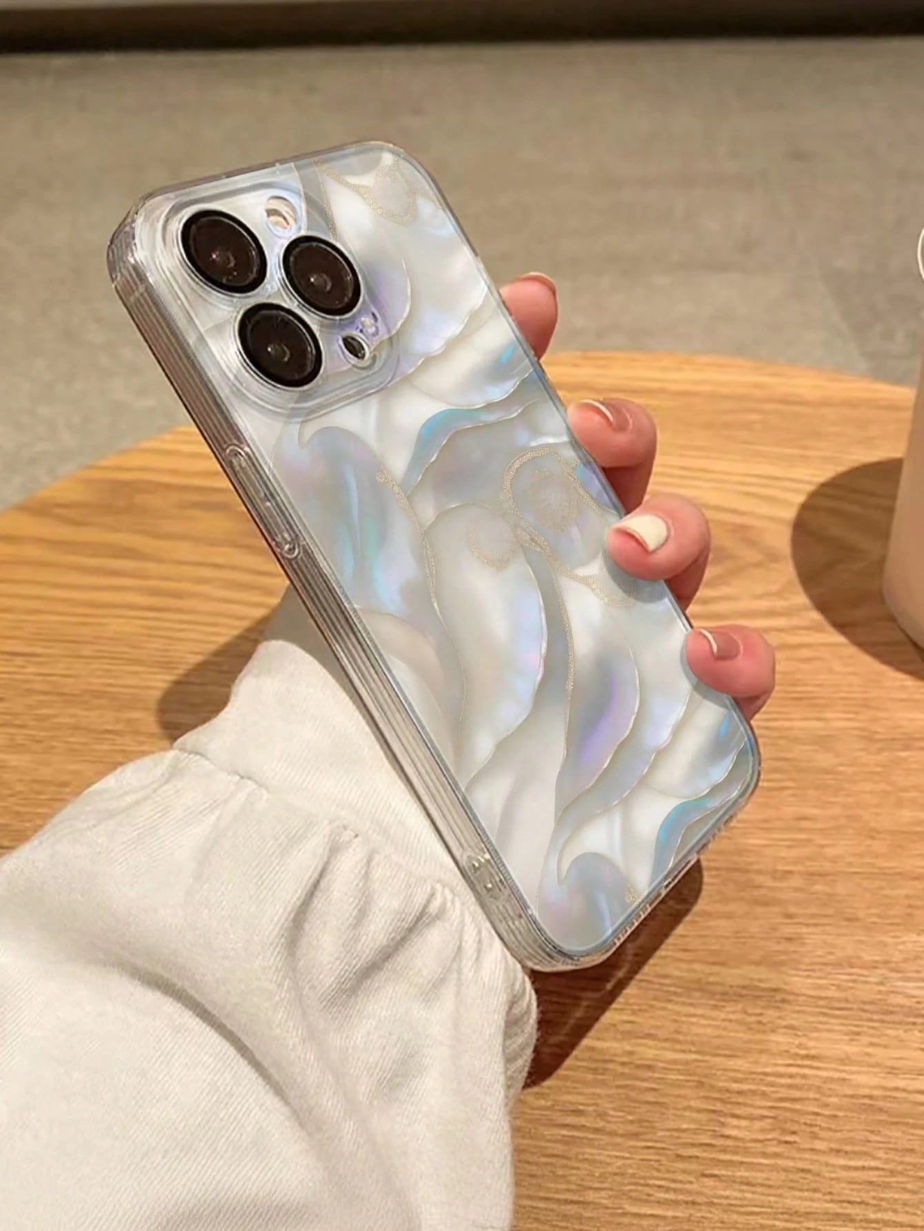 Fashion Creative Full-Screen Shell Pattern Marble Texture Anti-Scratch Anti-Fingerprint Transparent TPU Soft Case, Camera Lens Protection Compatible With Apple 11/12/13/14/15/16/17, Galaxy M34/S25/A15