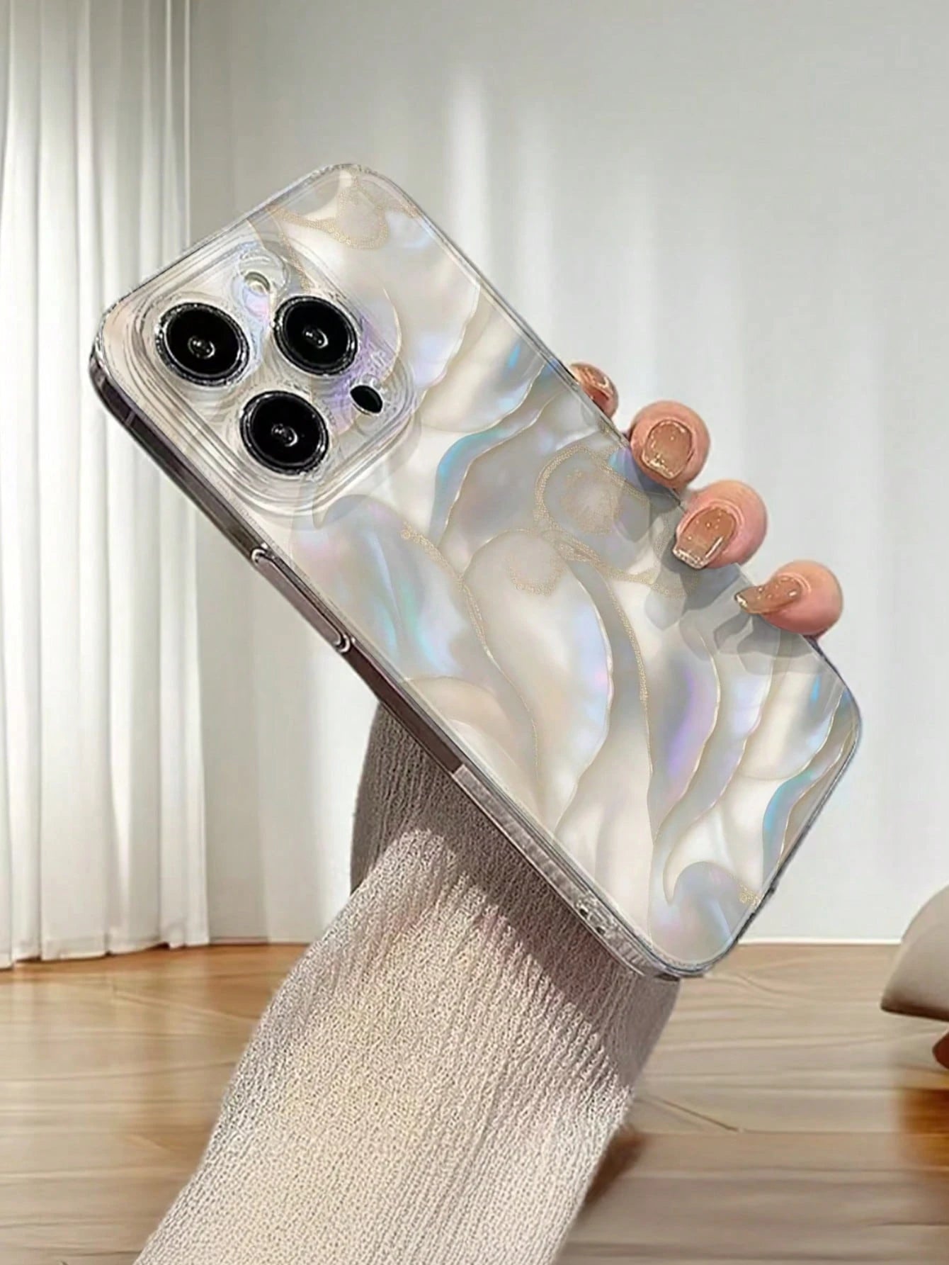 Fashion Creative Full-Screen Shell Pattern Marble Texture Anti-Scratch Anti-Fingerprint Transparent TPU Soft Case, Camera Lens Protection Compatible With Apple 11/12/13/14/15/16/17, Galaxy M34/S25/A15