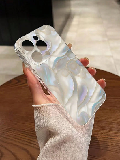 Fashion Creative Full-Screen Shell Pattern Marble Texture Anti-Scratch Anti-Fingerprint Transparent TPU Soft Case, Camera Lens Protection Compatible With Apple 11/12/13/14/15/16/17, Galaxy M34/S25/A15