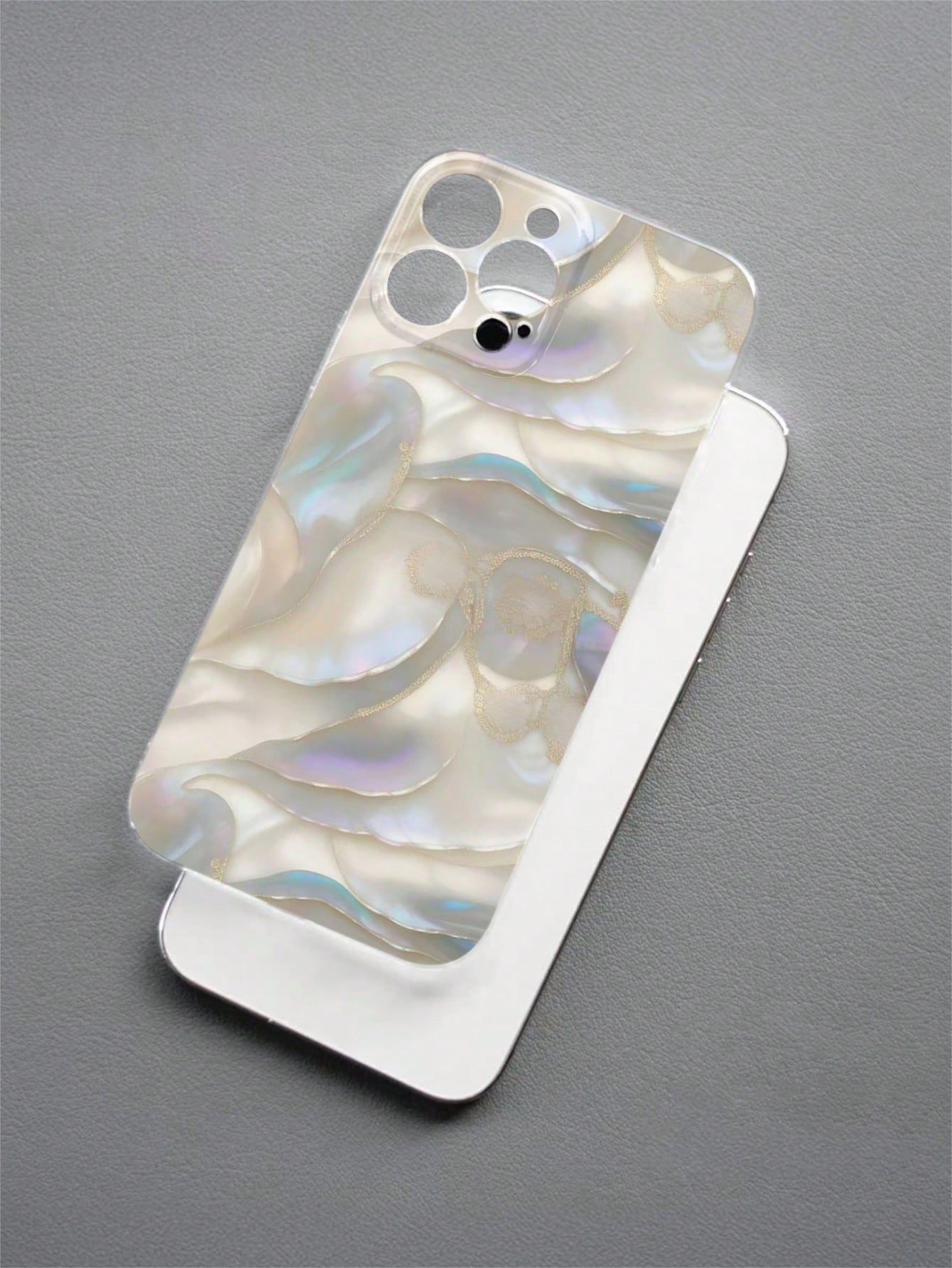 Fashion Creative Full-Screen Shell Pattern Marble Texture Anti-Scratch Anti-Fingerprint Transparent TPU Soft Case, Camera Lens Protection Compatible With Apple 11/12/13/14/15/16/17, Galaxy M34/S25/A15