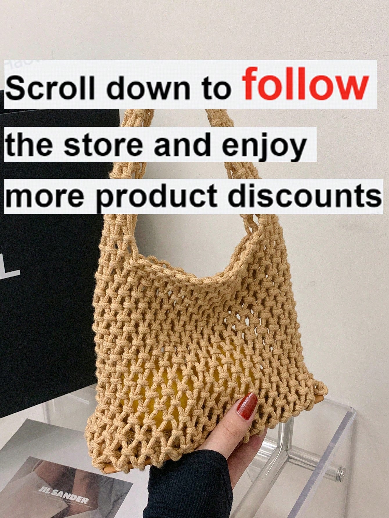 Fashion Polyester Yarn Handmade Woven Pattern Handbag, Fashion Summer Beach Vacation Crochet Bag, Suitable For Vacation, Shopping