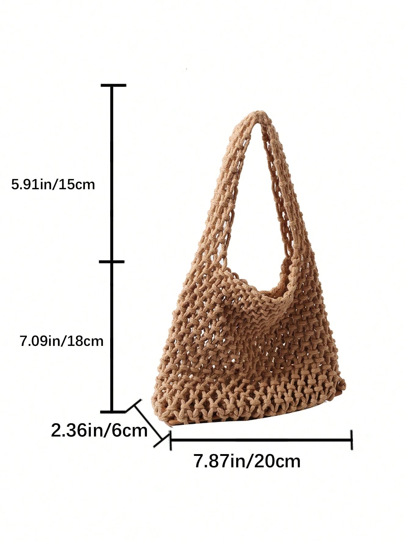 Fashion Polyester Yarn Handmade Woven Pattern Handbag, Fashion Summer Beach Vacation Crochet Bag, Suitable For Vacation, Shopping