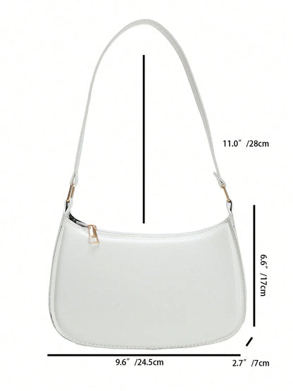 Fashion Solid Color Shoulder Bag, Minimalist Style Women Bag, Tready Crescent Moon Bag For Women