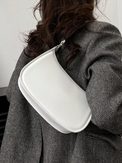 Fashion Solid Color Shoulder Bag, Minimalist Style Women Bag, Tready Crescent Moon Bag For Women