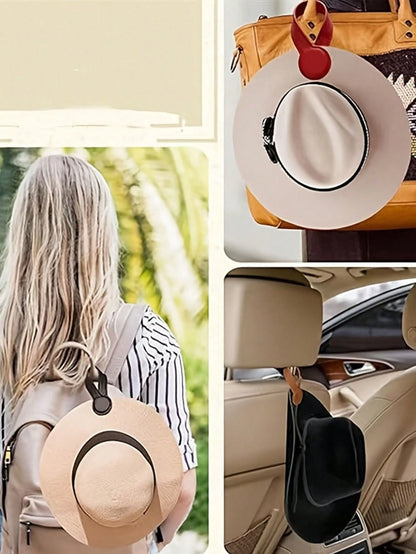 Fashionable Faux Leather Hat Clip, Magnetic Design, Can Be Fixed On Bags- PU Leather Hat Rack, Suitable For Handbags, Backpacks, Suitcases, Travel Bags, Portable And Easy To Use, Ideal For Travel And