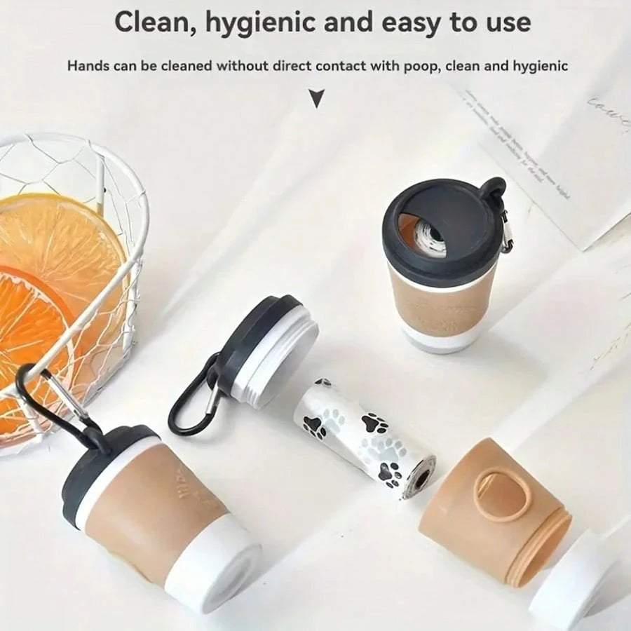 Fashionable Portable Pet Poop Bag Dispenser, Coffee Cup Design, Outdoor Dog Walking Convenient Tool (Bags Not Included), Perfect For Home And Travel