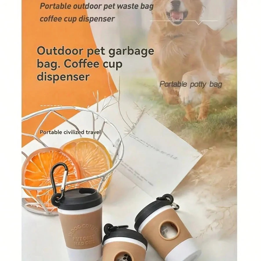 Fashionable Portable Pet Poop Bag Dispenser, Coffee Cup Design, Outdoor Dog Walking Convenient Tool (Bags Not Included), Perfect For Home And Travel