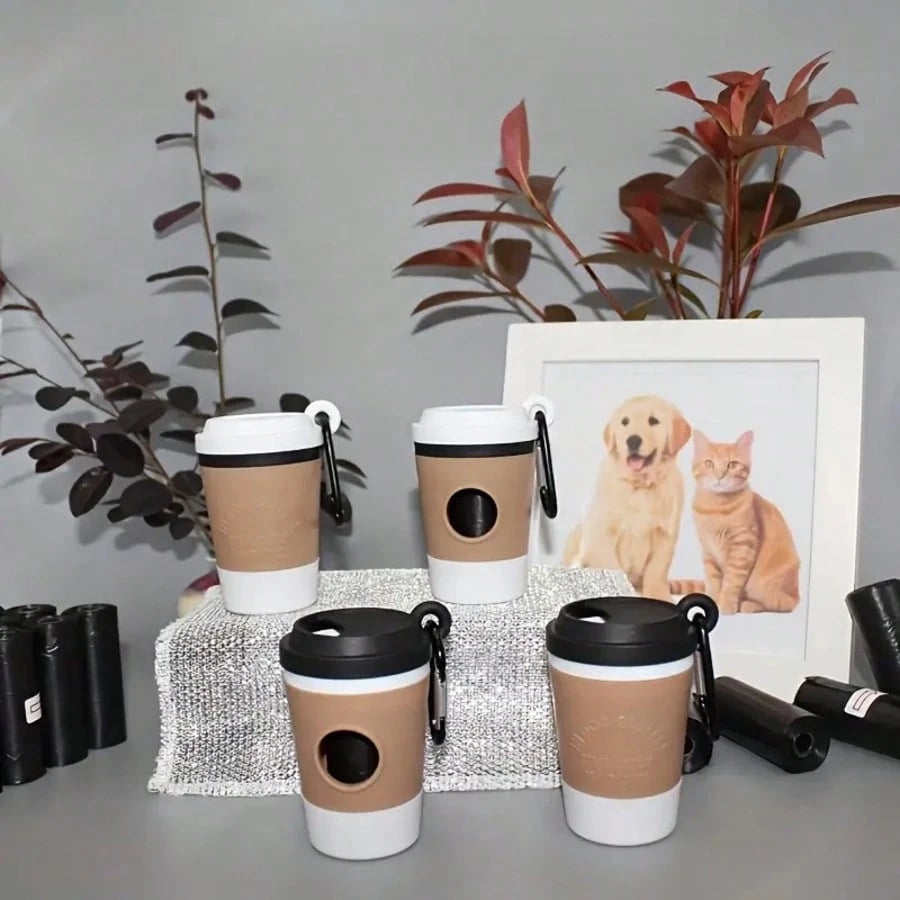 Fashionable Portable Pet Poop Bag Dispenser, Coffee Cup Design, Outdoor Dog Walking Convenient Tool (Bags Not Included), Perfect For Home And Travel