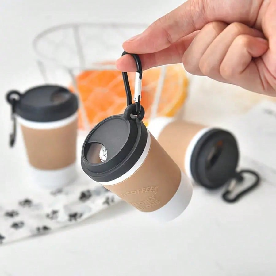 Fashionable Portable Pet Poop Bag Dispenser, Coffee Cup Design, Outdoor Dog Walking Convenient Tool (Bags Not Included), Perfect For Home And Travel