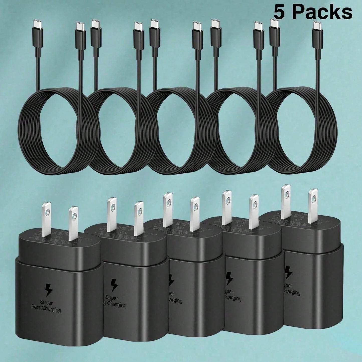 Fast Charger Type C Set With 4ft Cable- Compatible With S23 Ultra/S22/S21/Note 20/Note 10/Z Phone Charger Fast Charging
