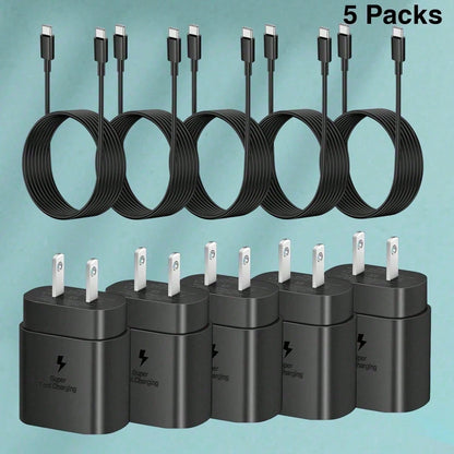 Fast Charger Type C Set With 4ft Cable- Compatible With S23 Ultra/S22/S21/Note 20/Note 10/Z Phone Charger Fast Charging