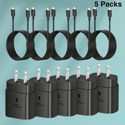 Fast Charger Type C Set With 4ft Cable- Compatible With S23 Ultra/S22/S21/Note 20/Note 10/Z Phone Charger Fast Charging