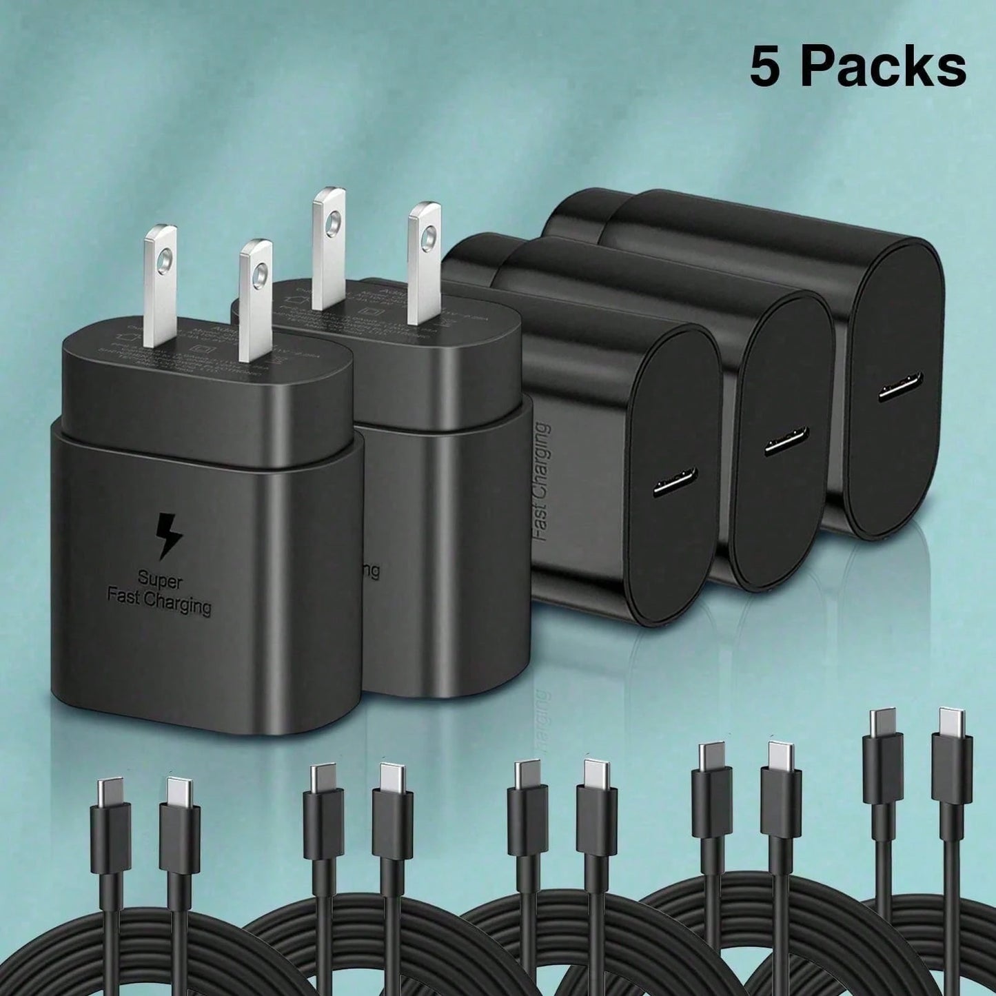 Fast Charger Type C Set With 4ft Cable- Compatible With S23 Ultra/S22/S21/Note 20/Note 10/Z Phone Charger Fast Charging