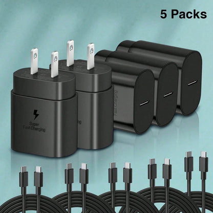 Fast Charger Type C Set With 4ft Cable- Compatible With S23 Ultra/S22/S21/Note 20/Note 10/Z Phone Charger Fast Charging