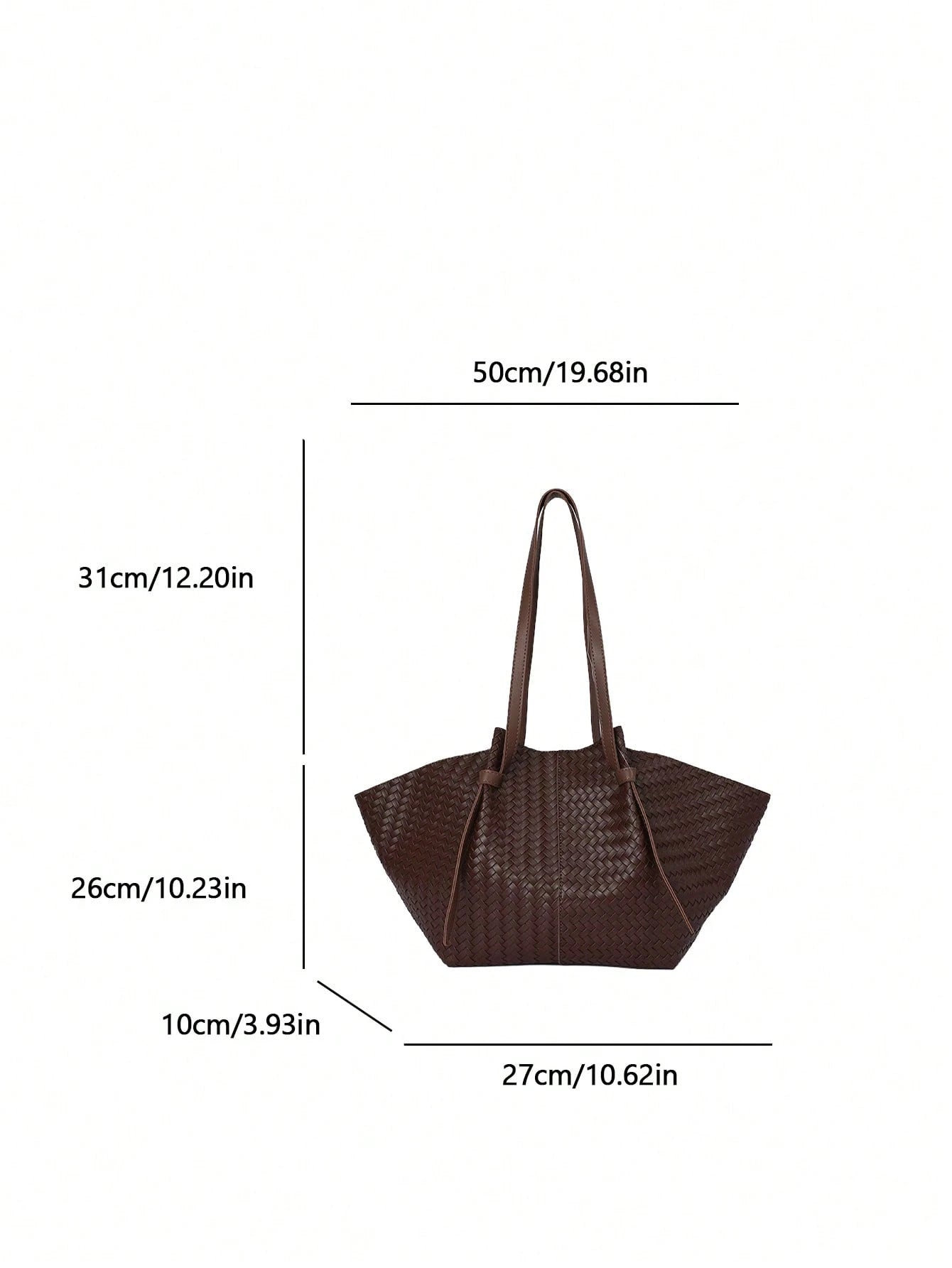 FEISTURE 1pc, Vintage Large Capacity Woven Fan-Shaped Tote Bag, Solid Color Women's Shoulder Bag, Suitable For Girls, Women, College Students, New Professionals And White-Collar Workers, Perfect For W