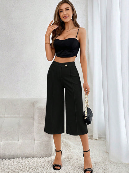 Firerie High Waist Button Detail Capri Pants